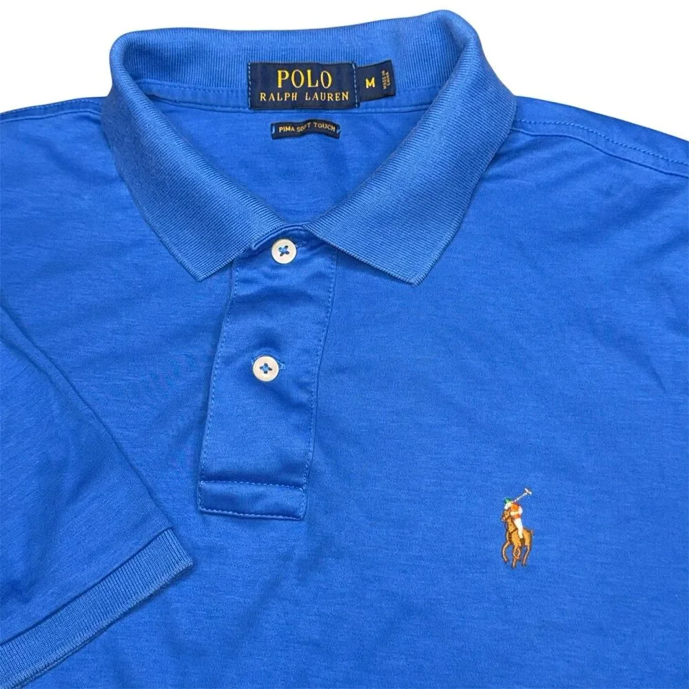Polo Ralph Lauren Pima Cotton Soft Touch Polo Shirt Men’s Size M Blue Preppy